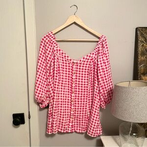 Torrid - Pink Gingham Checkered Blouse - Size 3